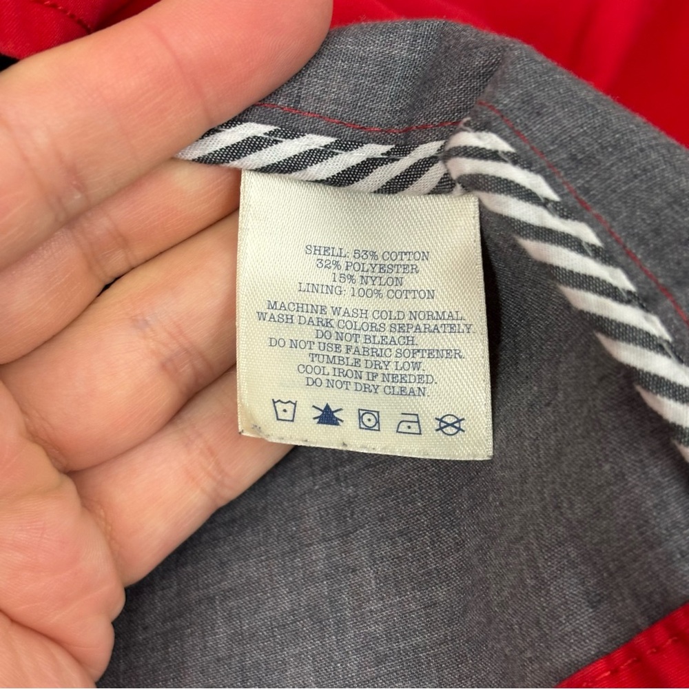 Lands’ End Canvas Red Double Breasted Button Down Jacket Size Medium - Picture 10 of 11